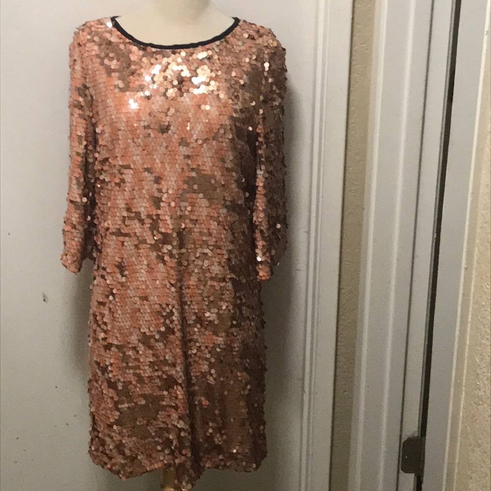 Salmon pink sequin dress